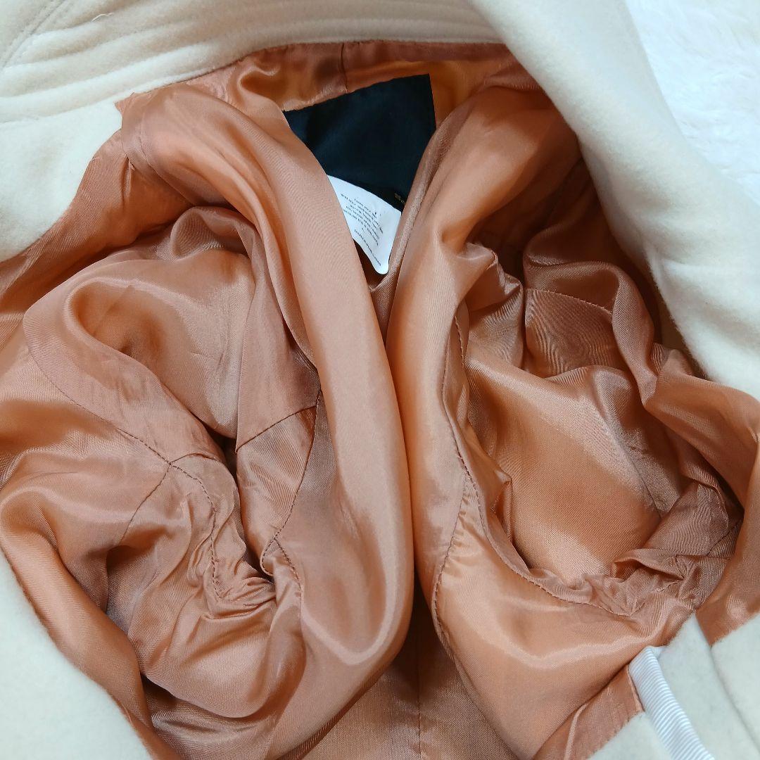 極美品　ソブ　ウールロングコート　アイボリー　ベルト付き　くるみボタン　M相当