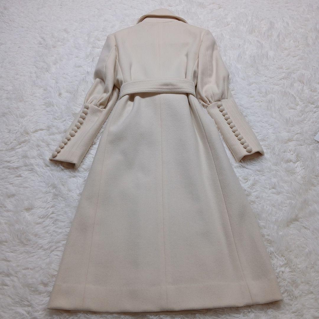 極美品　ソブ　ウールロングコート　アイボリー　ベルト付き　くるみボタン　M相当