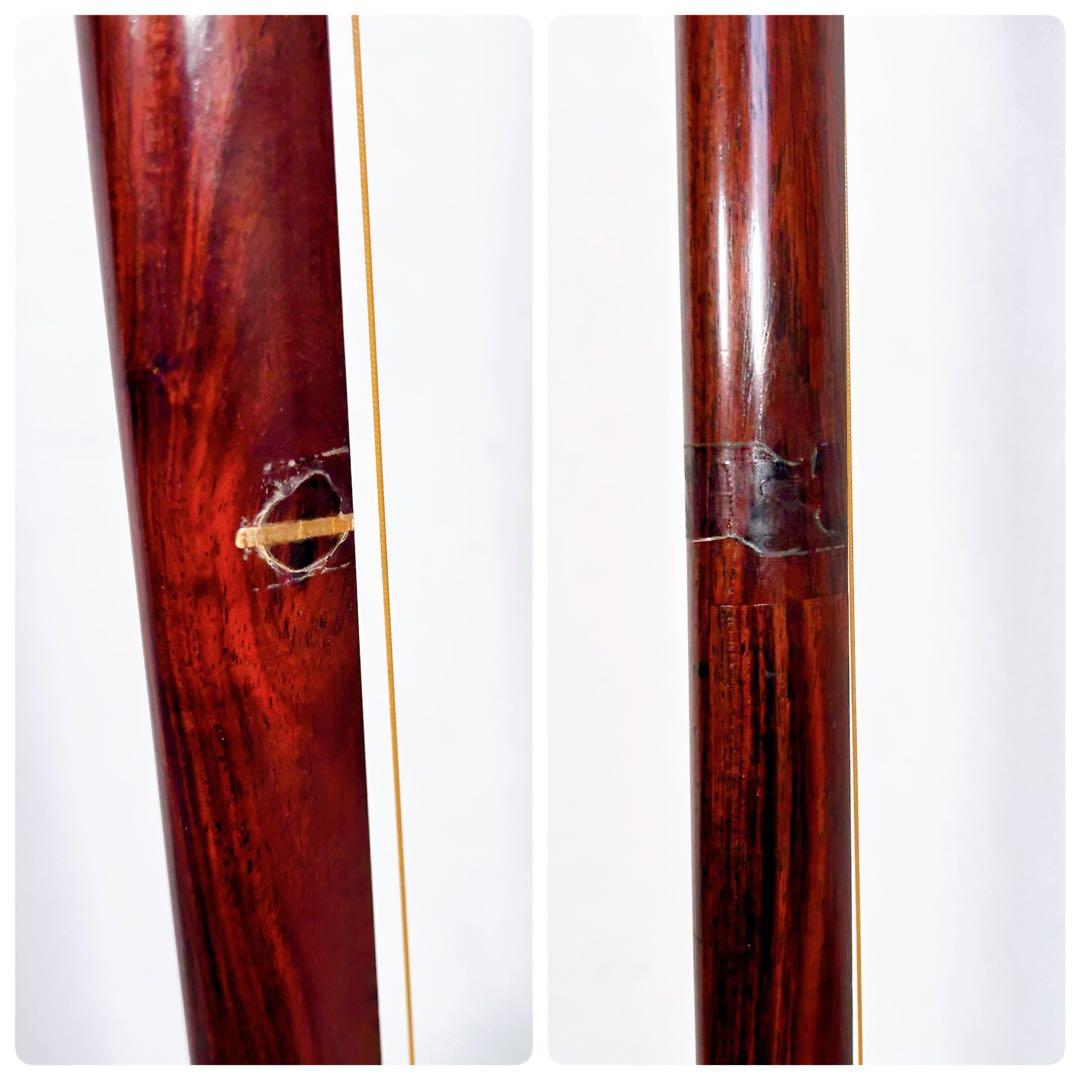 【希少】長唄三味線　細棹　花梨　正寸　丸打胴　本皮　 三つ折れ　皮やぶれなし