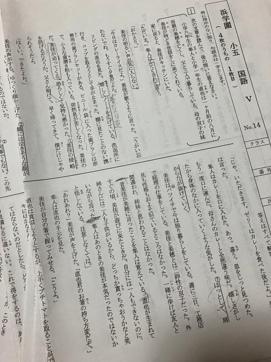 浜学園小5★2021年度国語1年分フルセット★復習テスト付