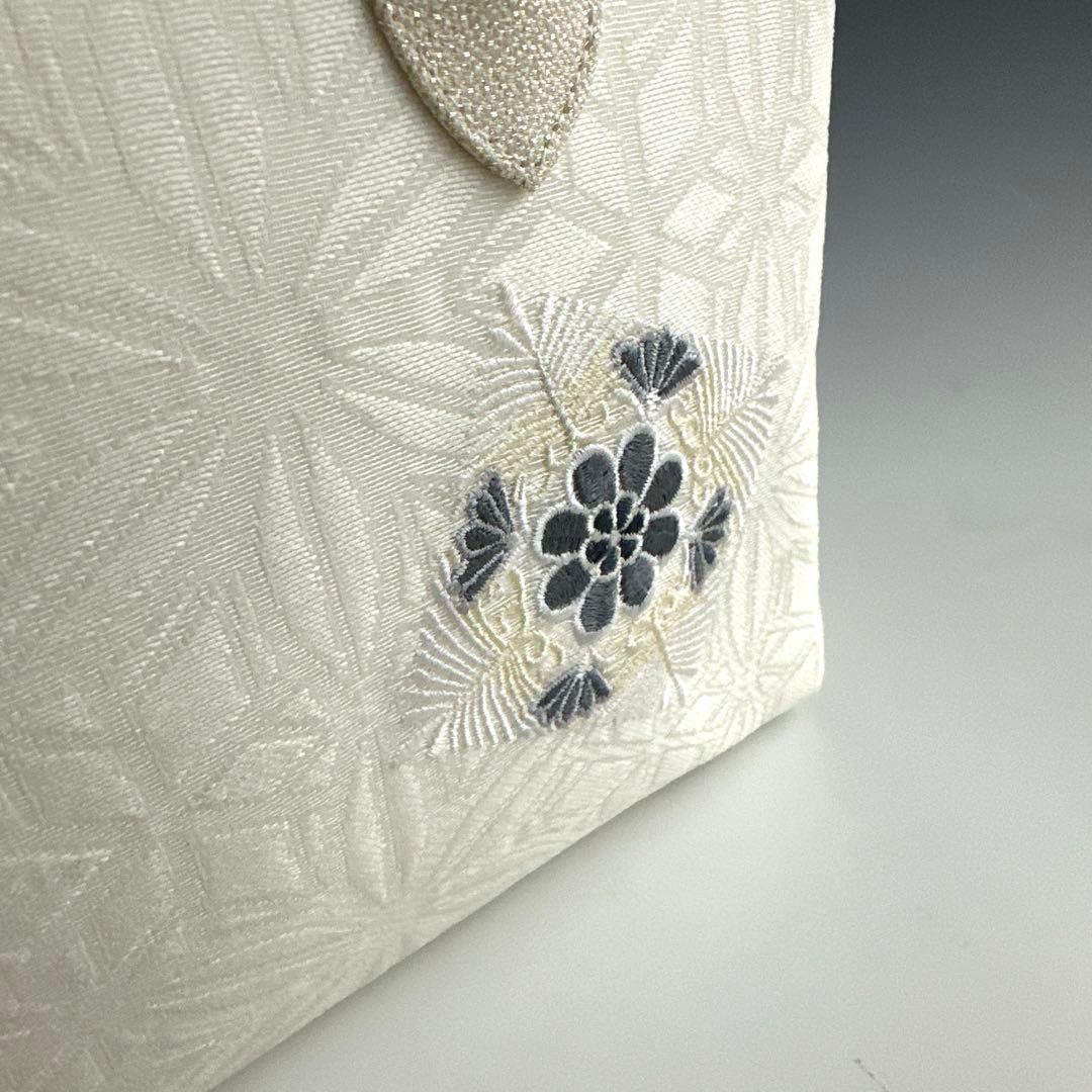 新品未使用 ！！刺繍入り！！京都 西陣 正絹 帯使用 利休バッグ　25123