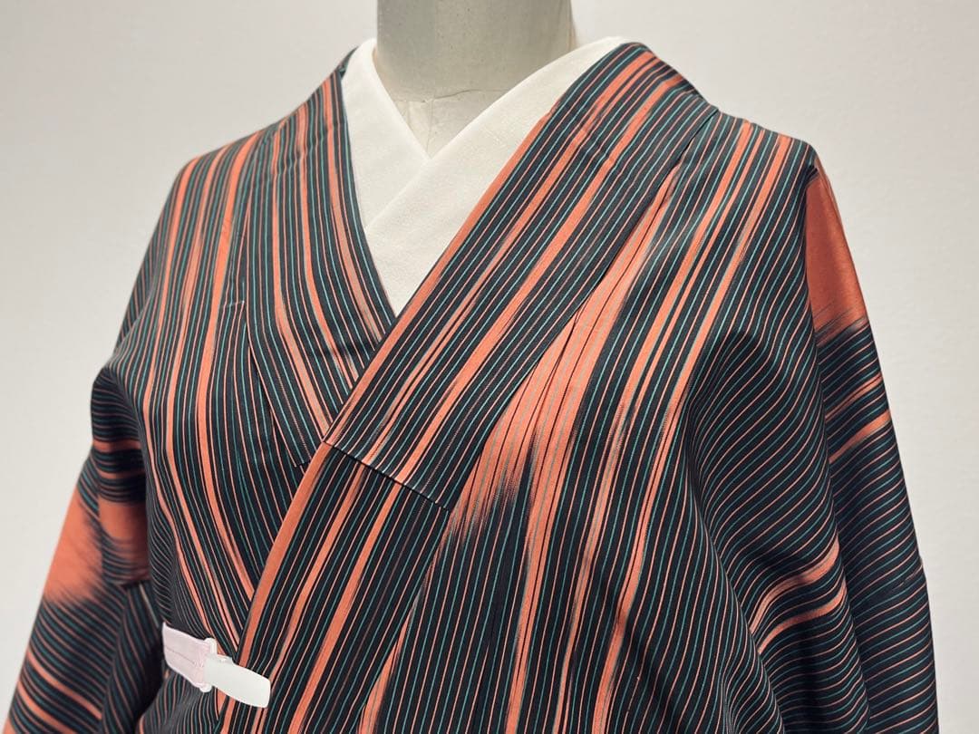 大正ロマン大胆な壺たれ文様 アンティーク小紋 銘仙 未使用しつけ極美品