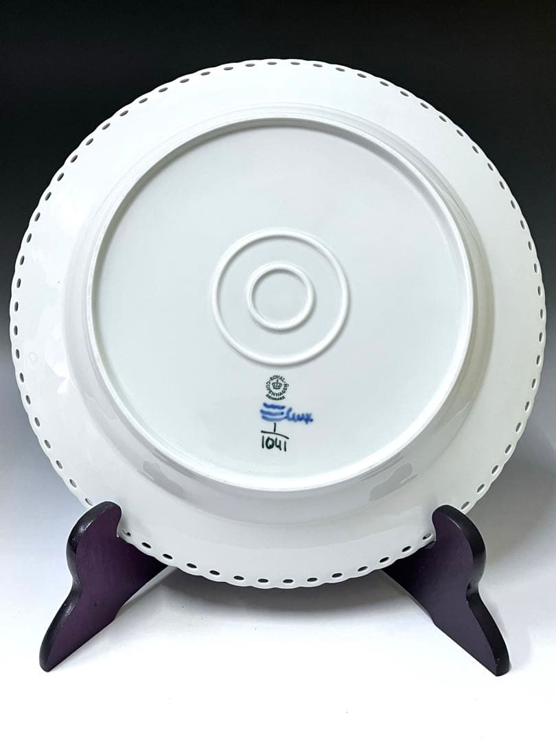 E105 ロイヤルコペンハーゲン　ブルーフルーテッド 大皿　フルレース　飾皿