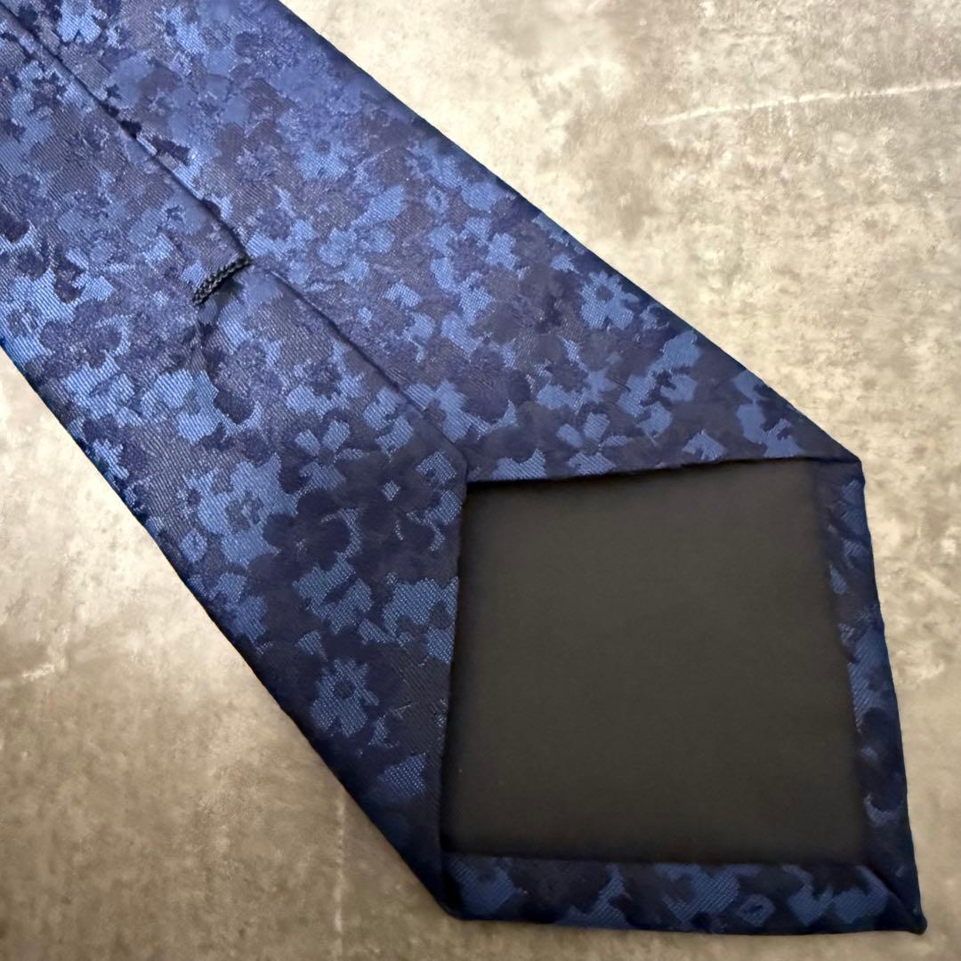 【✨極美品✨】Paul Smith ポールスミス ネクタイ 花柄 ネイビー 光沢