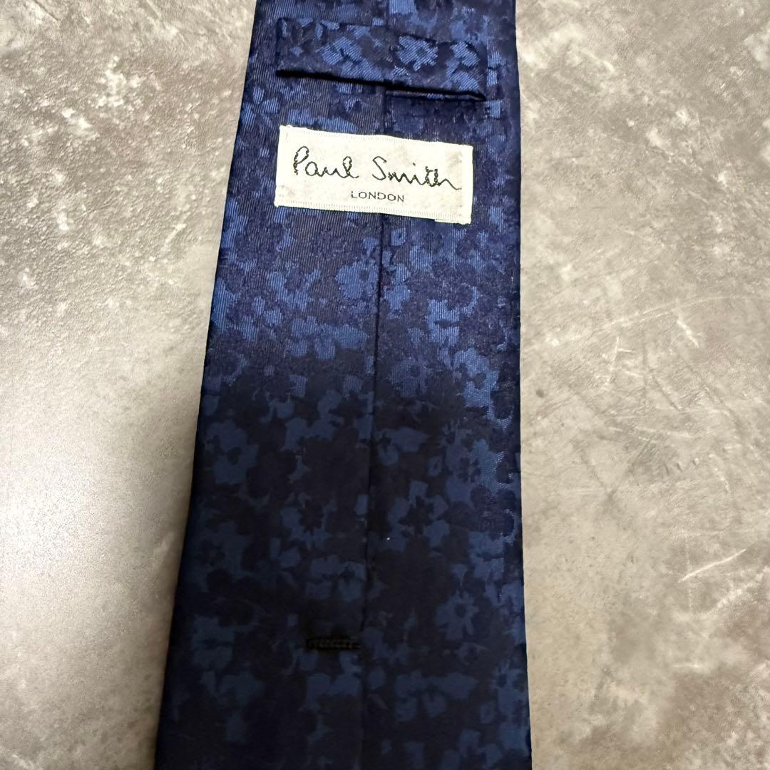 【✨極美品✨】Paul Smith ポールスミス ネクタイ 花柄 ネイビー 光沢