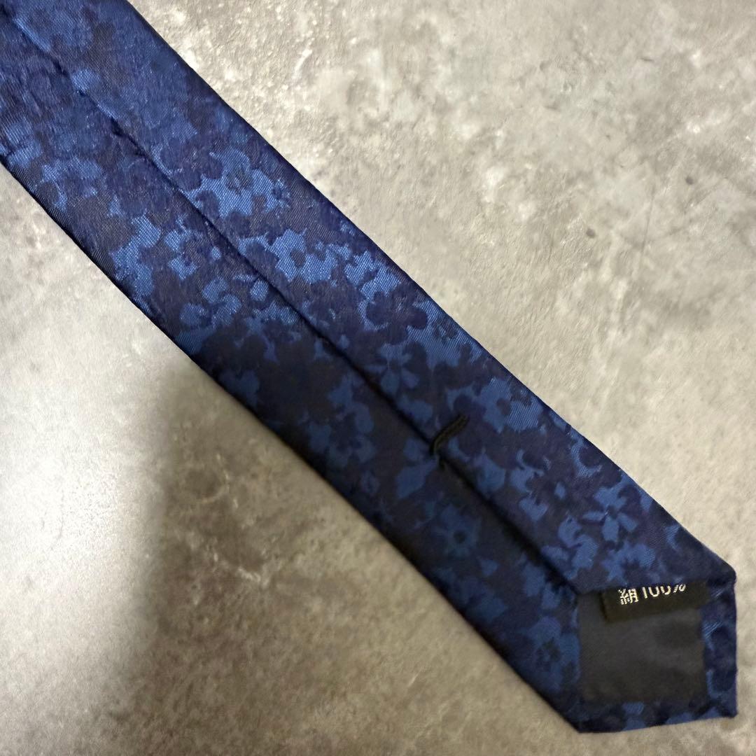 【✨極美品✨】Paul Smith ポールスミス ネクタイ 花柄 ネイビー 光沢