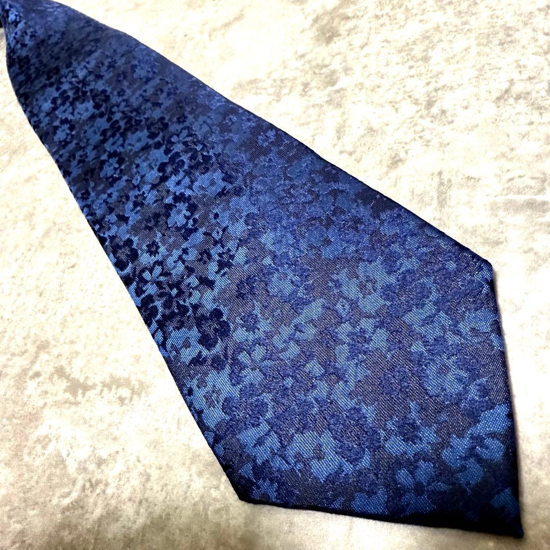 【✨極美品✨】Paul Smith ポールスミス ネクタイ 花柄 ネイビー 光沢