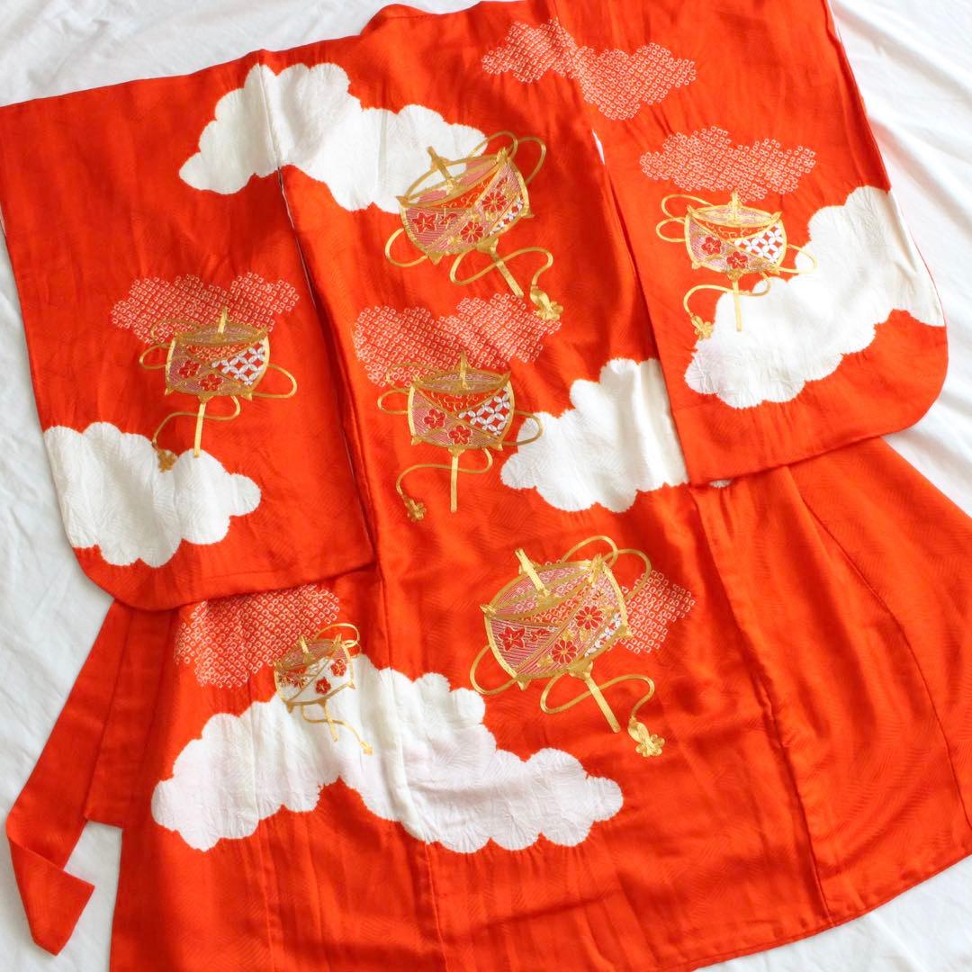 七五三 3歳 女の子 子供 正絹 着物 つくり帯 セット