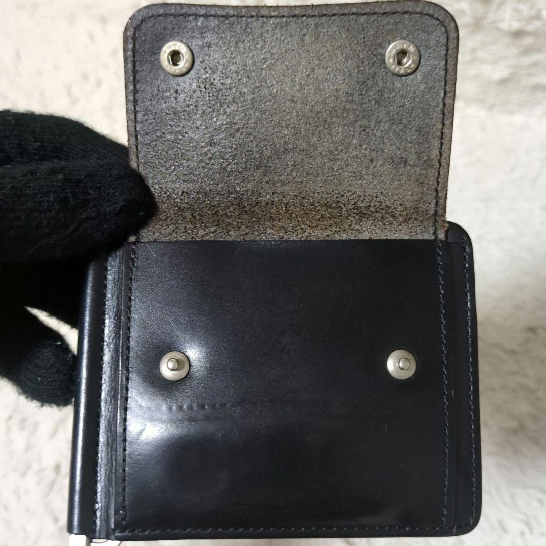 希少 SLOW ブライドルレザー マネークリップ 小銭入れ 札入れ レザー 黒