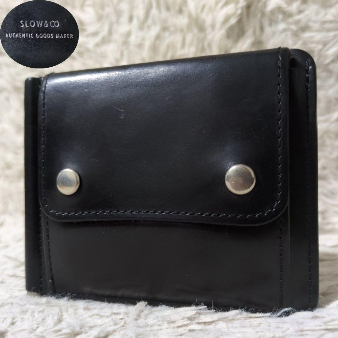 希少 SLOW ブライドルレザー マネークリップ 小銭入れ 札入れ レザー 黒
