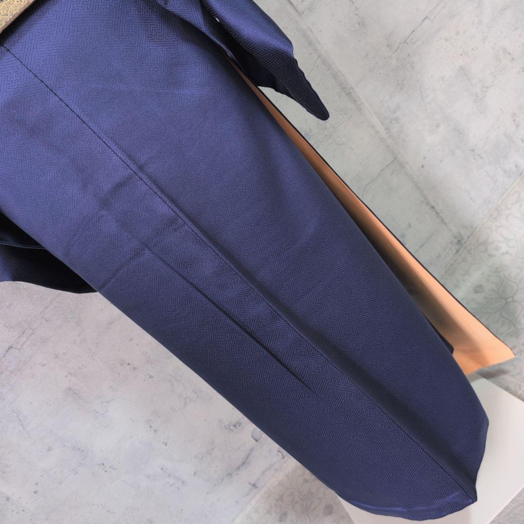 訪問着　フルセット　着物　正絹　青紺　花　相良　刺繍　繊細　F7