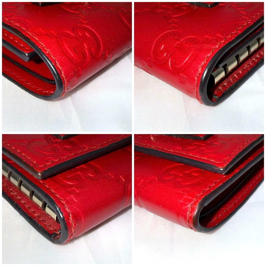 ✨美品✨GUCCI グッチ シマ GG柄 レザー 6連キーケース レッド