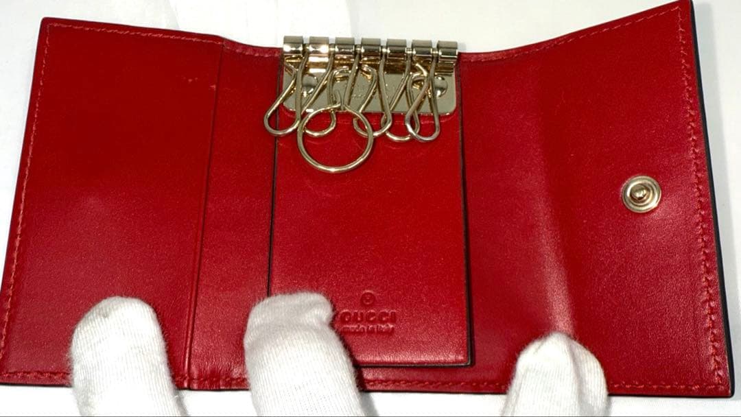 ✨美品✨GUCCI グッチ シマ GG柄 レザー 6連キーケース レッド