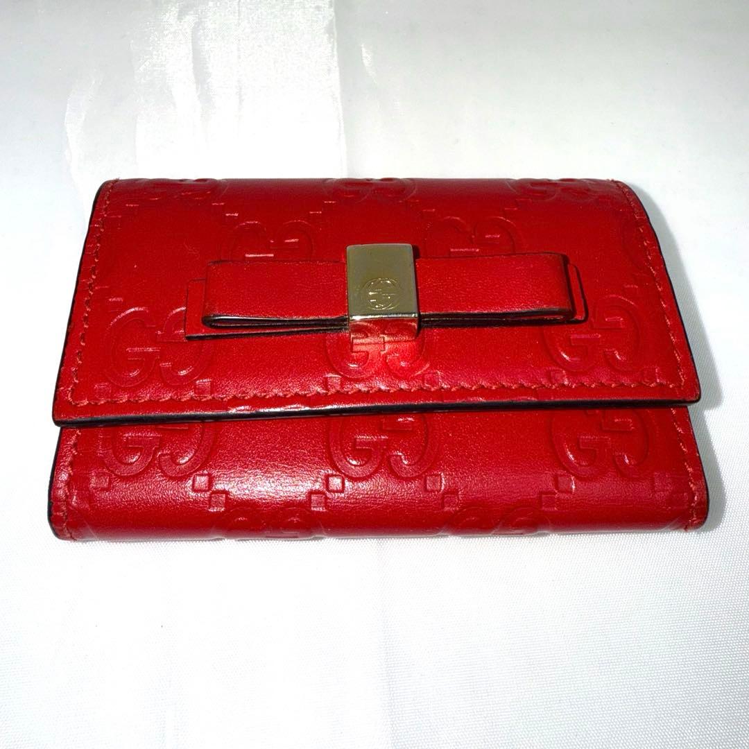 ✨美品✨GUCCI グッチ シマ GG柄 レザー 6連キーケース レッド
