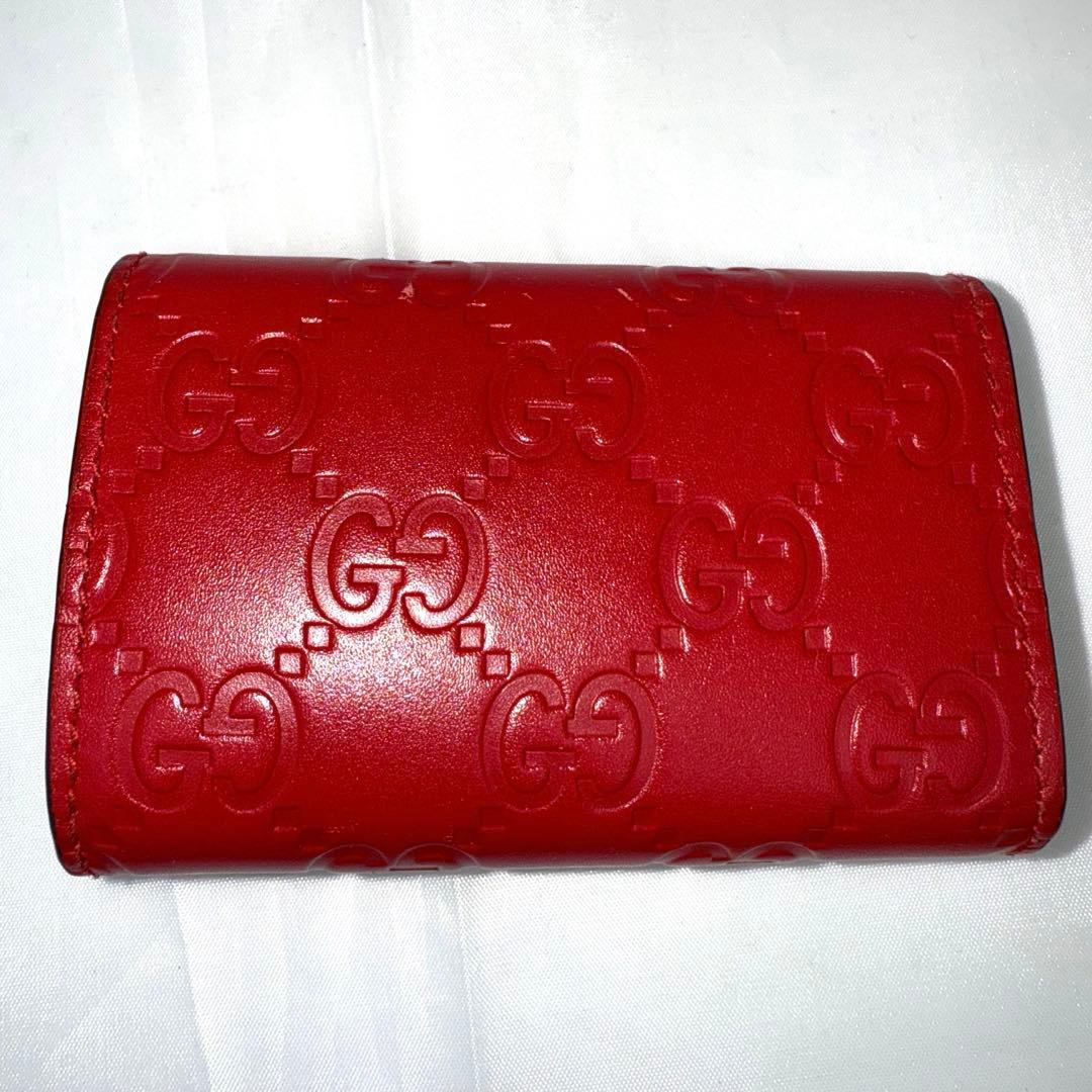 ✨美品✨GUCCI グッチ シマ GG柄 レザー 6連キーケース レッド