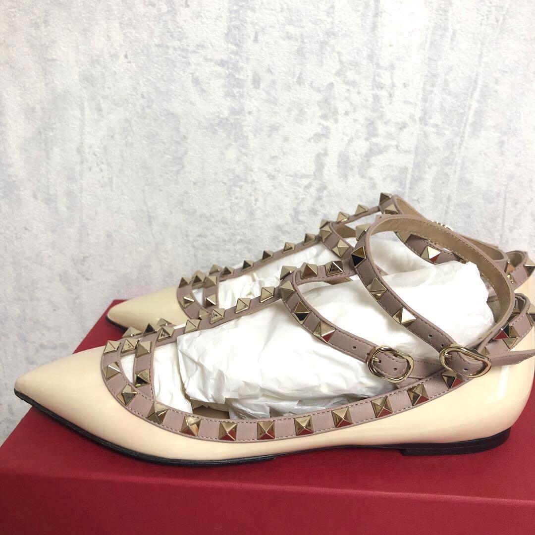 最終値下！VALENTINO ロックスタッズバレリーナ　フラットジューズ
