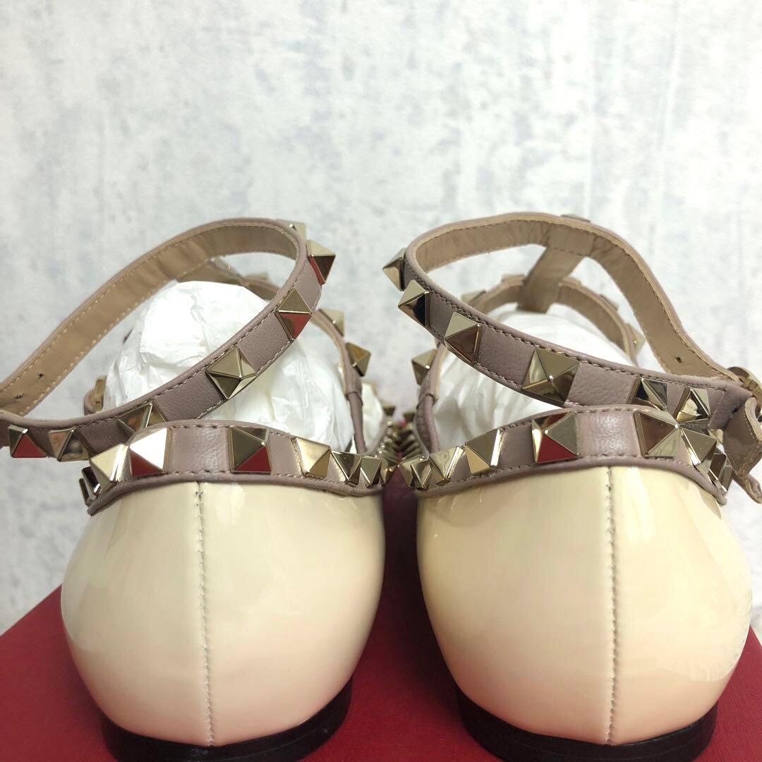 最終値下！VALENTINO ロックスタッズバレリーナ　フラットジューズ