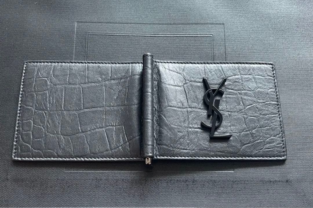 【本日限定未使用】SAINT LAURENT クロコ型押し マネークリップ