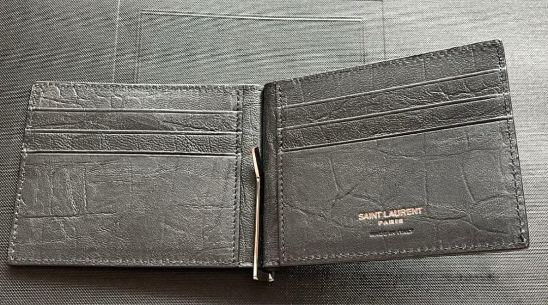 【本日限定未使用】SAINT LAURENT クロコ型押し マネークリップ