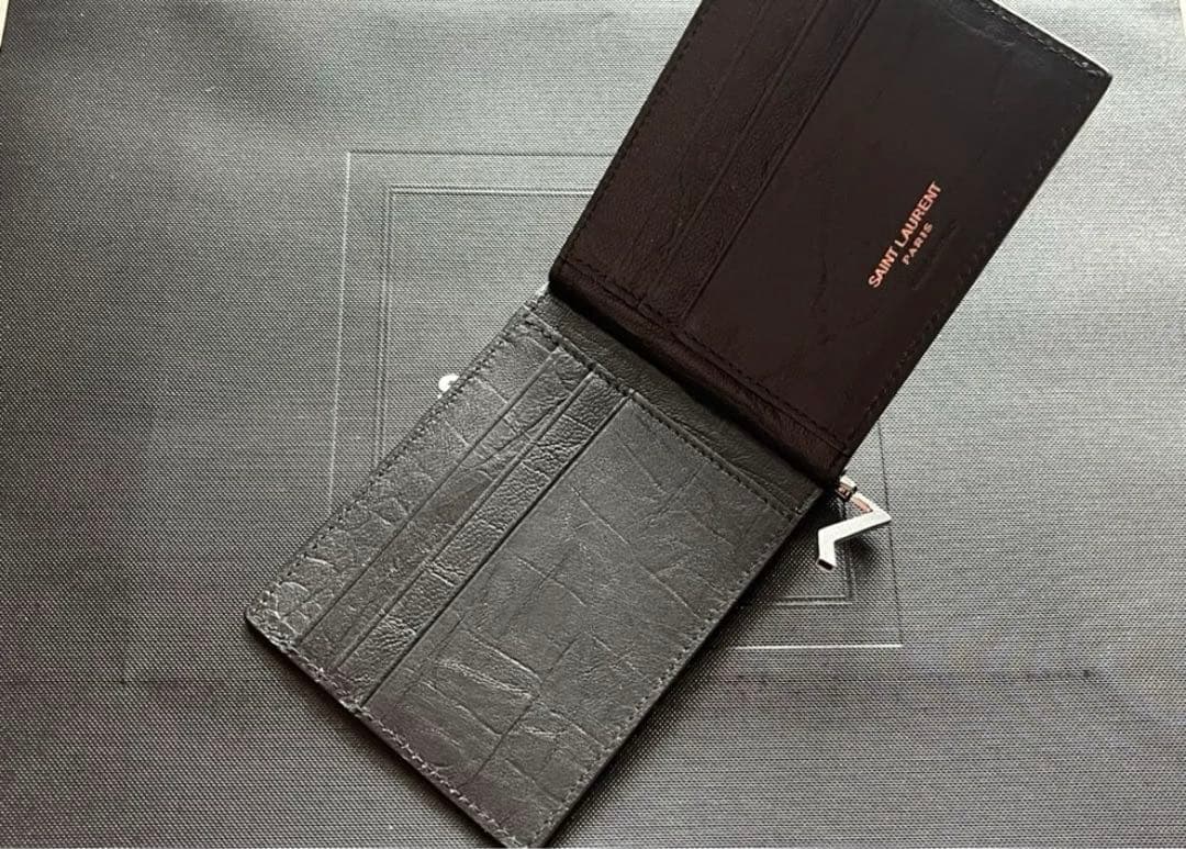 【本日限定未使用】SAINT LAURENT クロコ型押し マネークリップ