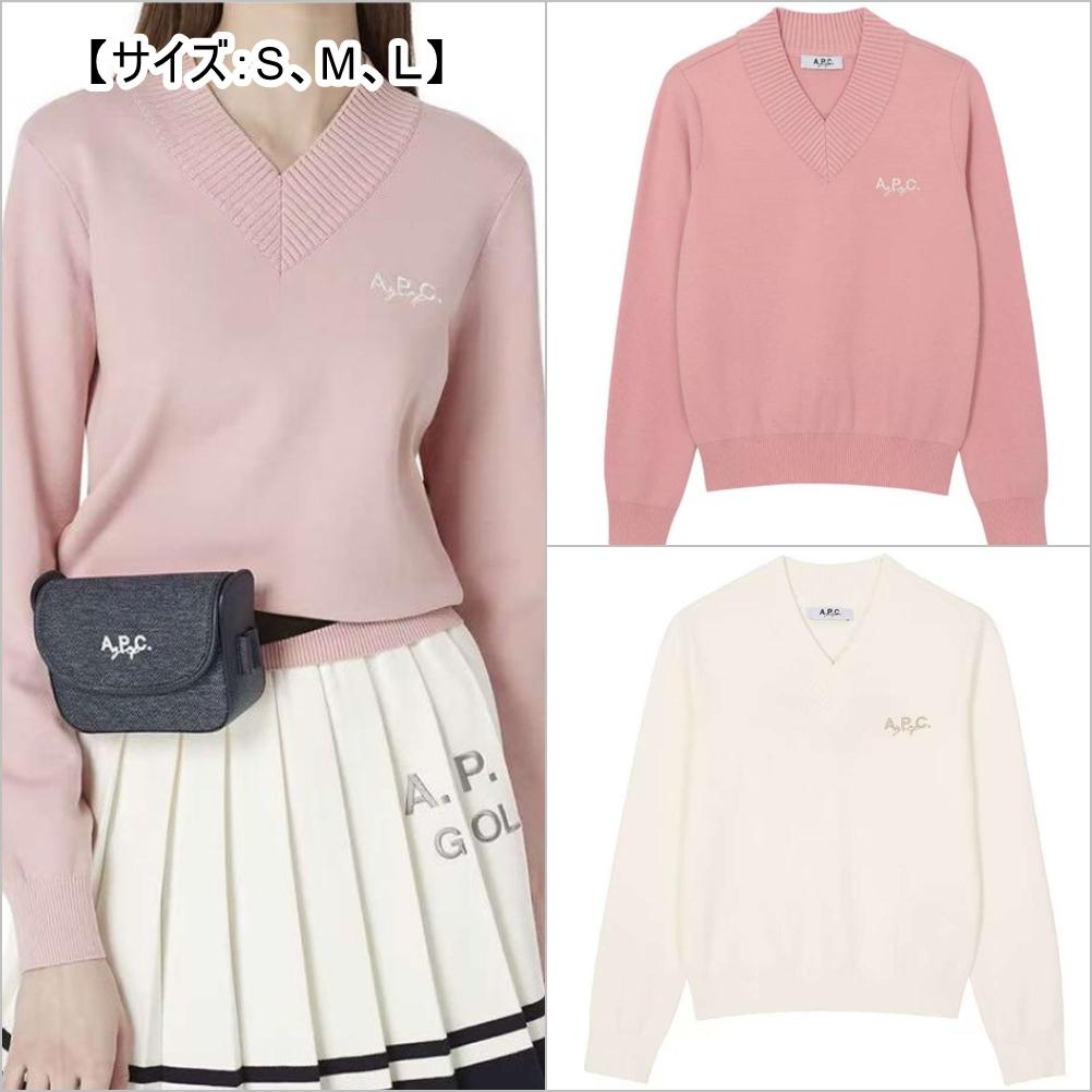 ●●2色・3サイズ●●A.P.C. バックスクリプトVネックセーター・長袖ニット