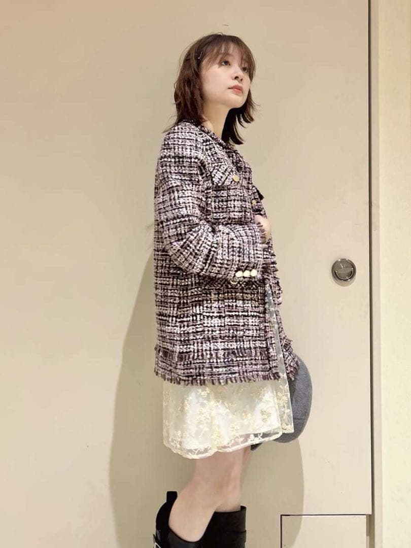 新作新品タグ付き　リリーブラウン♡ノーカラーツイードジャケット