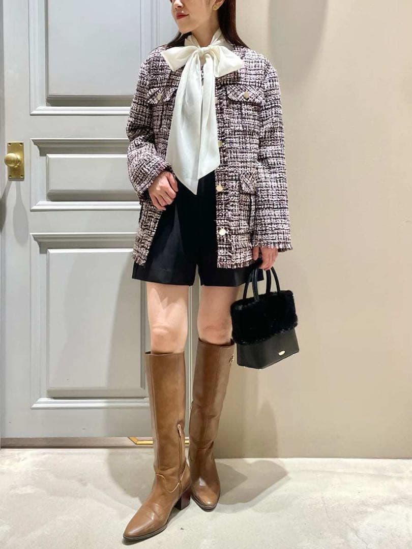 新作新品タグ付き　リリーブラウン♡ノーカラーツイードジャケット