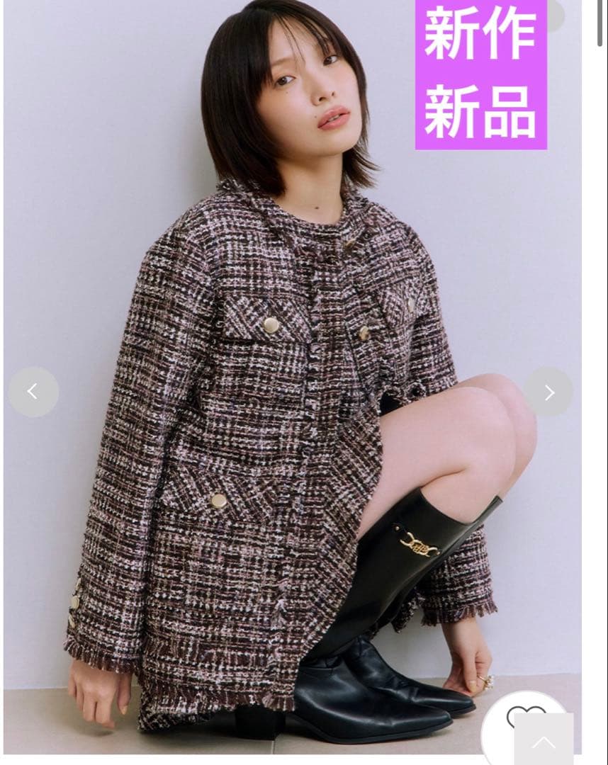 新作新品タグ付き　リリーブラウン♡ノーカラーツイードジャケット
