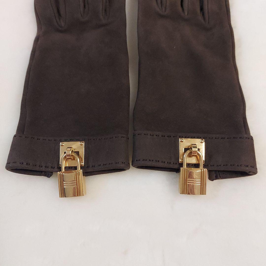 HERMES　手袋　グローブ　ケリー　カデナ　スエード　サイズ6　ヴィンテージ