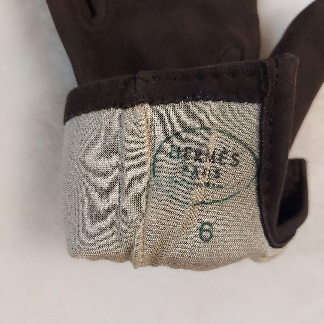 HERMES　手袋　グローブ　ケリー　カデナ　スエード　サイズ6　ヴィンテージ