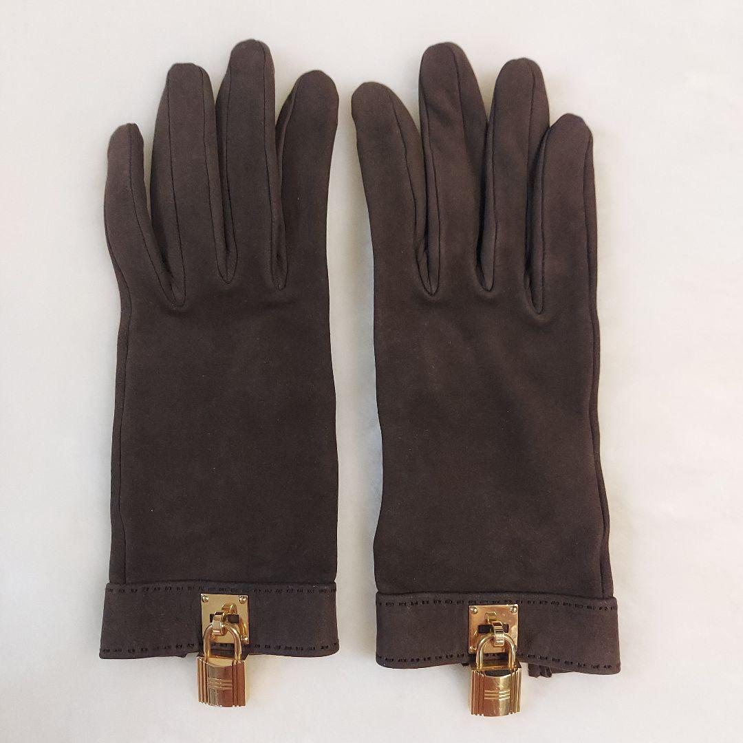 HERMES　手袋　グローブ　ケリー　カデナ　スエード　サイズ6　ヴィンテージ
