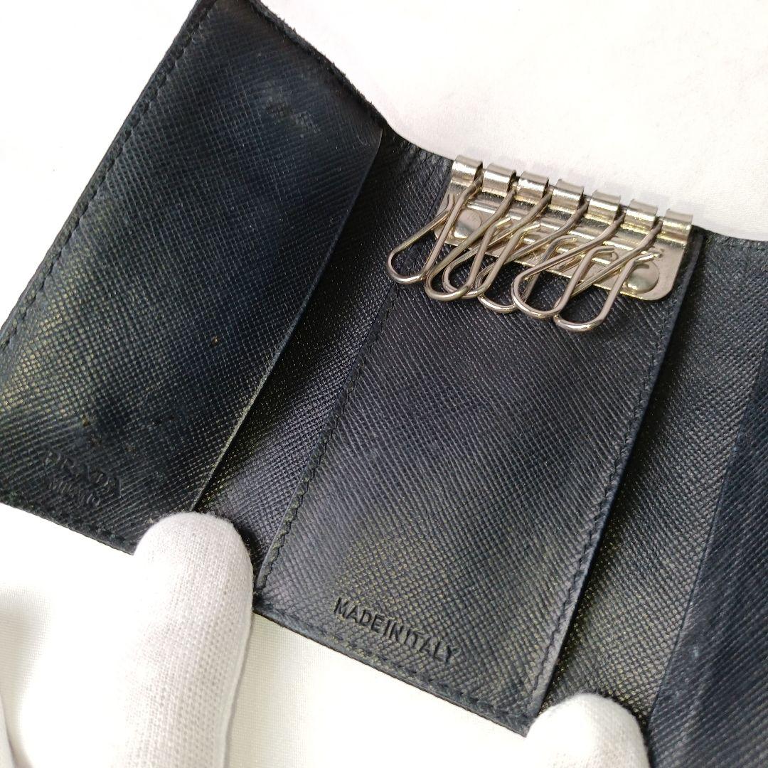 ■PRADA 6連キーケース ブラック 三角ロゴ 専用箱・ギャランティカード付