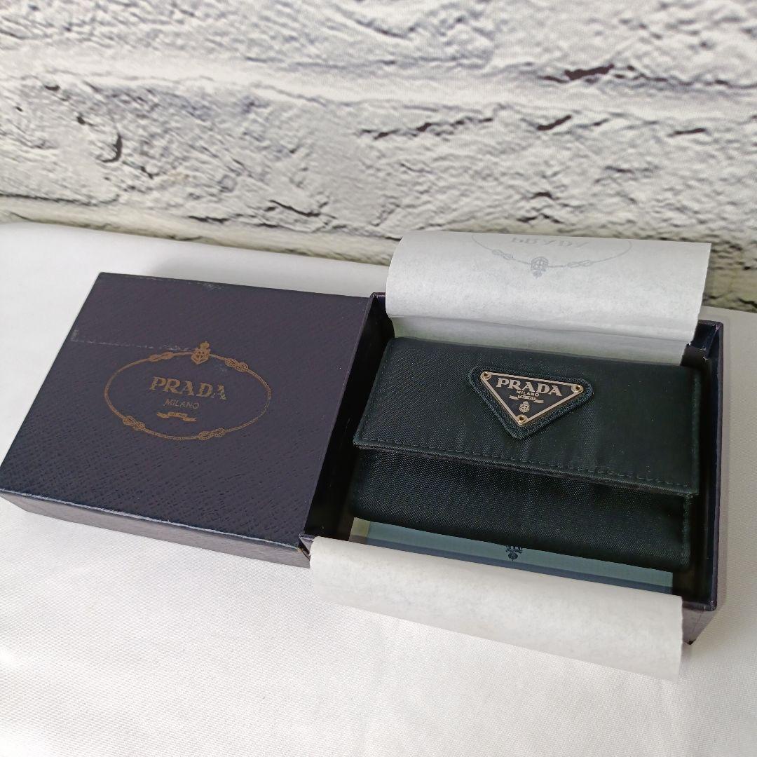 ■PRADA 6連キーケース ブラック 三角ロゴ 専用箱・ギャランティカード付