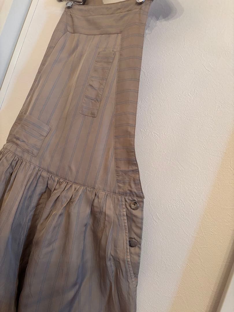 コ*ん様 noir kei ninomiyaベージュ ストライプ サロペット