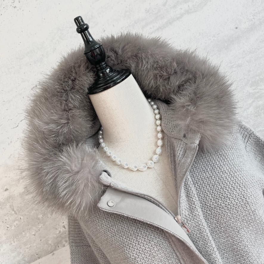 未使用★LOROPIANA★カシミヤ★ボリューム★ファー★フーディコート