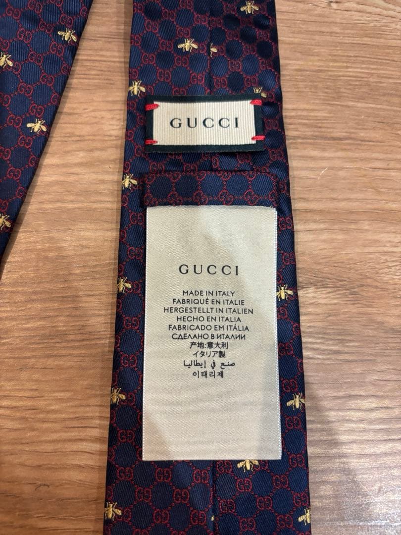 【未使用】GUCCI ネクタイ GG柄 インターロッキングG 蜂bee 現行