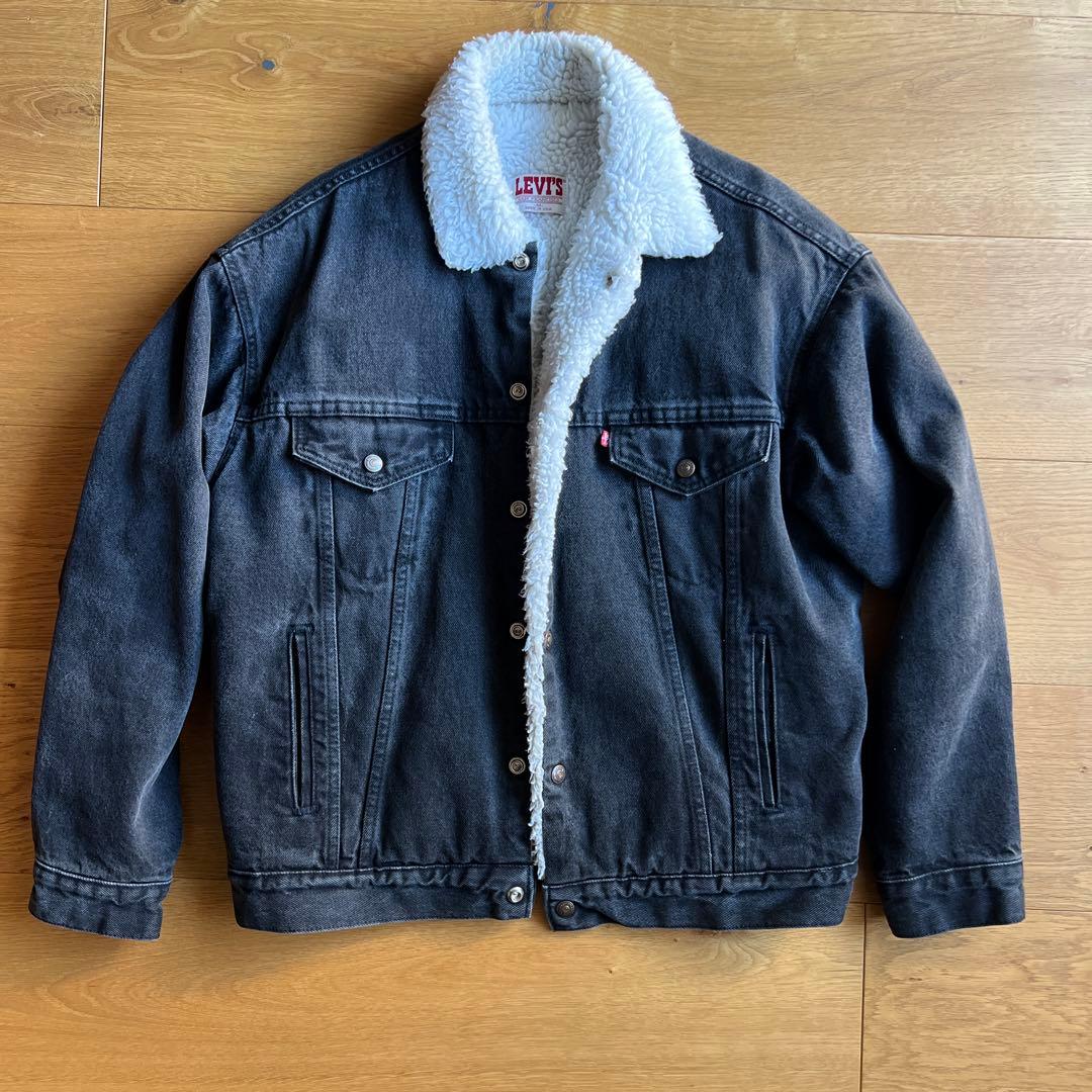 80s Levis 70609 0270 ブラックデニムジャケット シェルパ