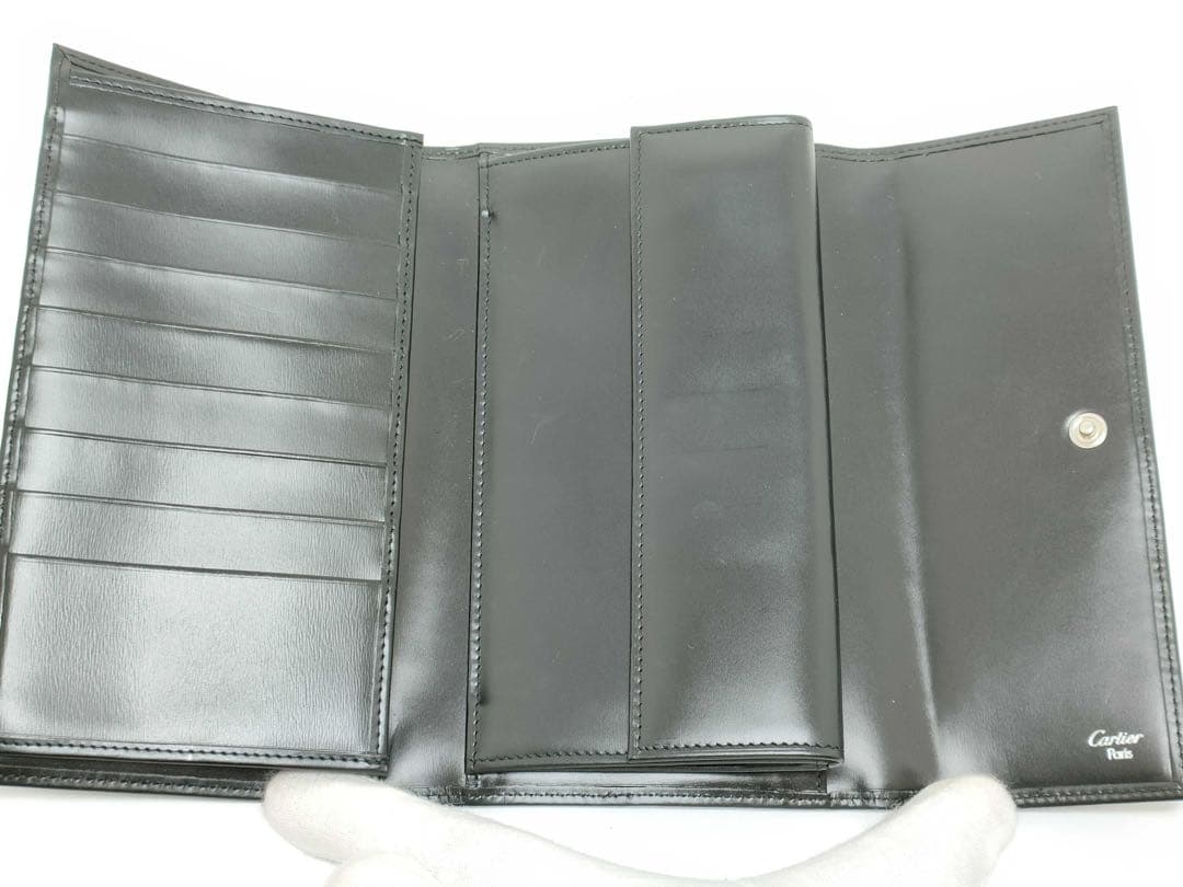 正規品 カルティエ パンテール 三つ折り長財布 黒 箱付