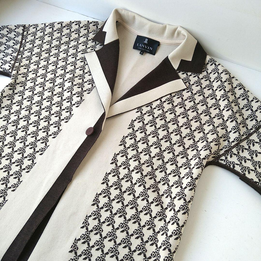 【極美品】 LANVIN ランバンコレクション ジャカードニットコート ベージュ