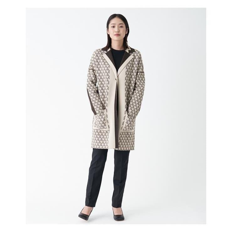 【極美品】 LANVIN ランバンコレクション ジャカードニットコート ベージュ