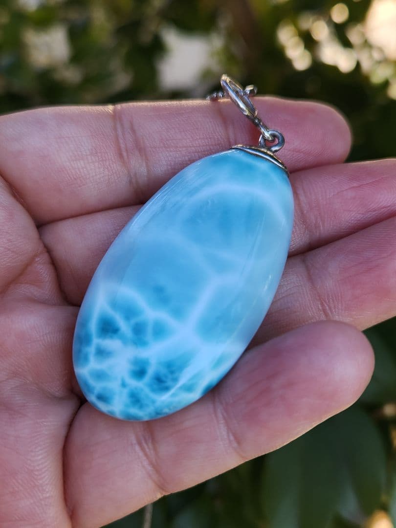 本日限定価格 美麗 ラリマー オーバル ペンダント