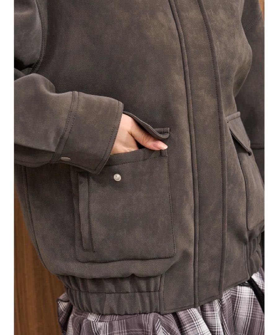 新品タグ付き　スナイデル マルチファブリックボアカラーブルゾン　GRY 1