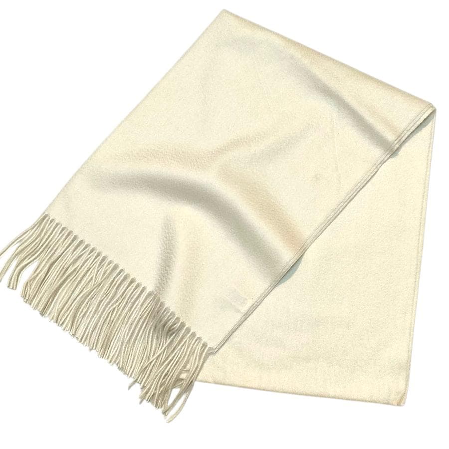 大幅値下60㎝×190大判無染色 100% カシミヤストールマフラーWHT 新品