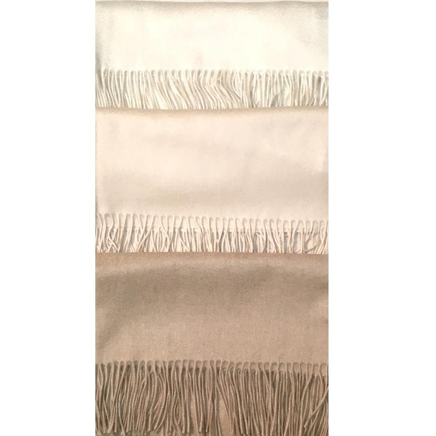 大幅値下60㎝×190大判無染色 100% カシミヤストールマフラーWHT 新品