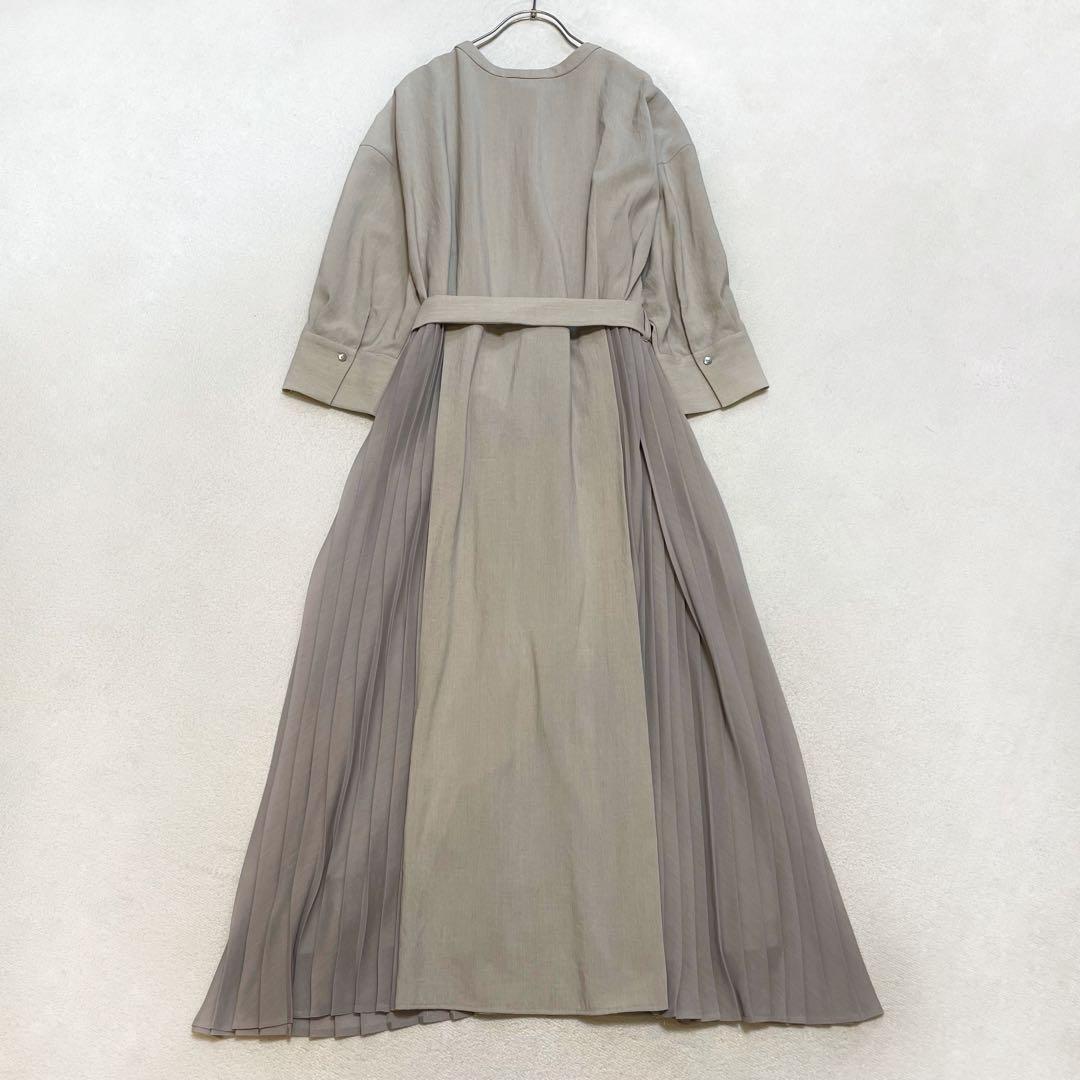 アンタイトル ボイルベルテッドプリーツワンピース 44 大きいサイズ