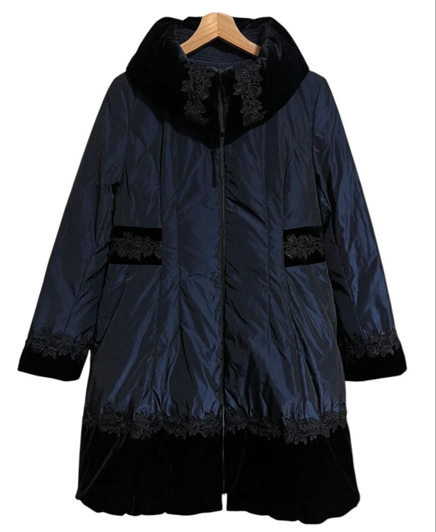 美品♡ 主役級 スーパービューティー ベルベット 薔薇 プリンセス ダウンコート