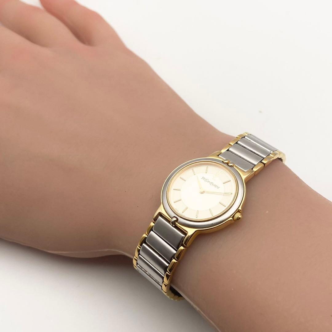 【稼働品】イヴ・サンローラン 2200 クォーツ 腕時計 コンビ