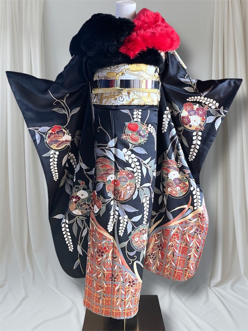 ゆーみん  上代100万円 手描き友禅ファーショール付き 振袖 フルセット