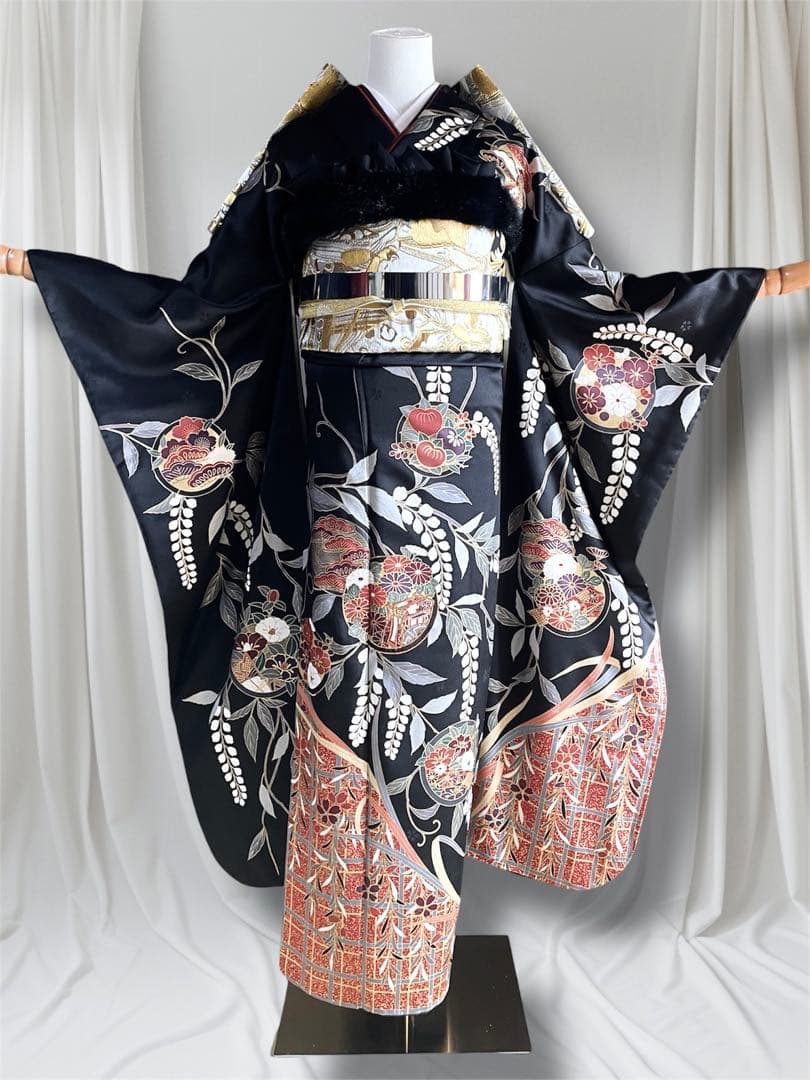 ゆーみん  上代100万円 手描き友禅ファーショール付き 振袖 フルセット