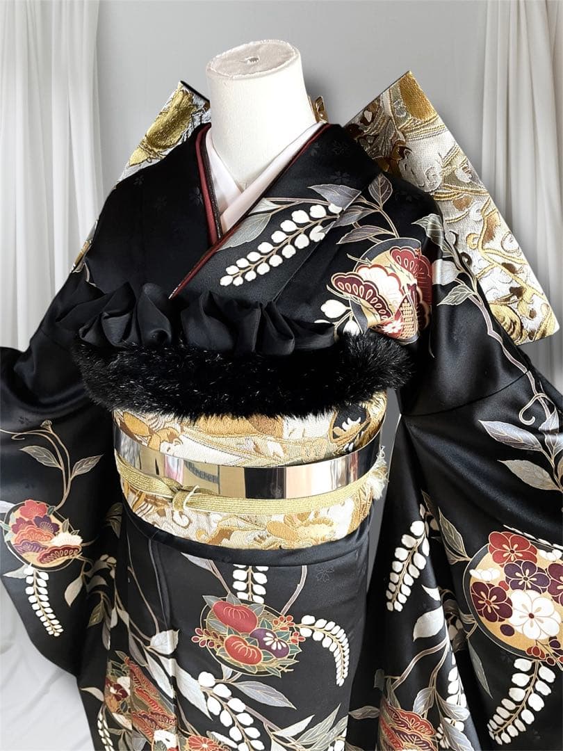 ゆーみん  上代100万円 手描き友禅ファーショール付き 振袖 フルセット